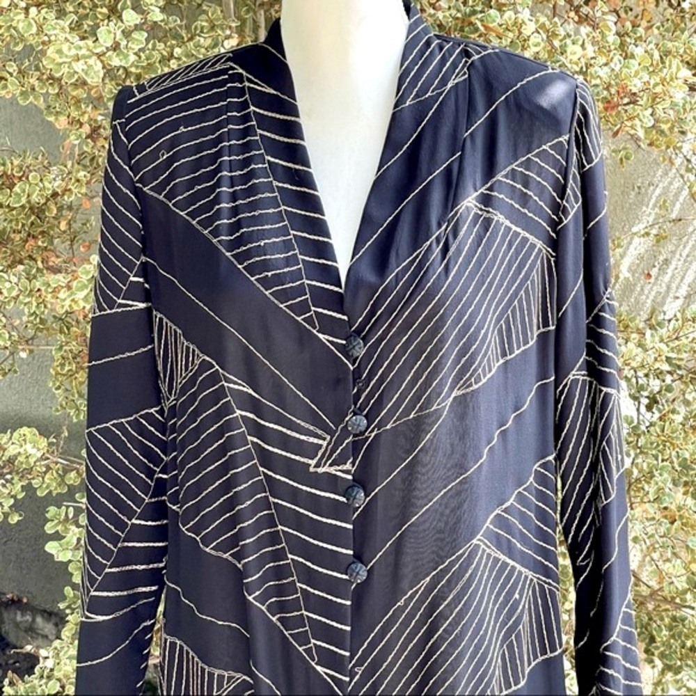 Zonda Nellis Top-stitched Silk Chiffon Tunic